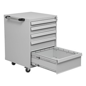 Carrello officina in acciaio Wolfstahl 5 cassetti 56x60x84cm grigio chiaro - blu genziana