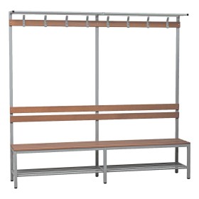 Wolfstahl Sitzbank Stahl & Holz, mit Haken und Schuhrost 200x40x40cm lichtgrau - buche