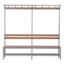 Wolfstahl Sitzbank Stahl & Holz, mit Haken und Schuhrost 200x40x40cm lichtgrau - buche - Detailansicht