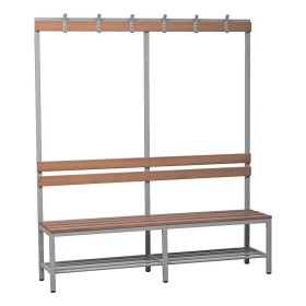 Wolfstahl Sitzbank Stahl & Holz, mit Haken und Schuhrost 160x40x40cm lichtgrau - buche