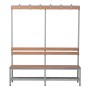 Wolfstahl Sitzbank Stahl & Holz, mit Haken und Schuhrost 160x40x40cm lichtgrau - buche - Detailansicht
