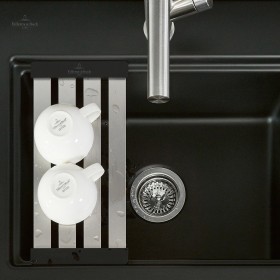 Villeroy & Boch Subway Style 50 S FLAT flächenbündige Spüle, Ablaufgarnitur mit Handbetätigung, inkl. Abtropfgitter