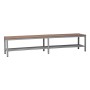 Panca porta-scarpe Wolfstahl con griglia, acciaio & legno 150x40x40cm grigio chiaro - faggio