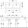 Meuble double vasque Duravit ME by Starck 130 cm avec 1 trou de robinet