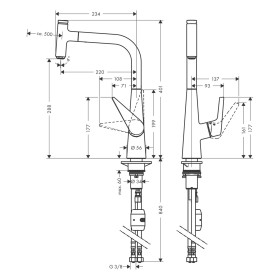 hansgrohe Talis Select M51 Miscelatore monocomando per cucina 300, Eco, Tubo estraibile, 1getto