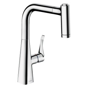 hansgrohe Mitigeur de cuisine monocommande Metris M71 220 Eco, douchette extractible, 2 jets, sBox
