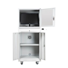 Armadio per PC in acciaio Wolfstahl, chiudibile a chiave, 68x60x170cm grigio chiaro - bianco traffico