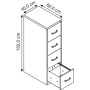 Wolfstahl Hängeregistraturschrank einbahnig 4 Schubladen 40 x 62 x 132 cm silber-ahorn - Produktansicht