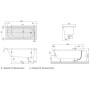 Baignoire Villeroy & Boch O.novo Solo 160 x 70 cm, Hydropool Entry, Position 1, avec vidage Trio