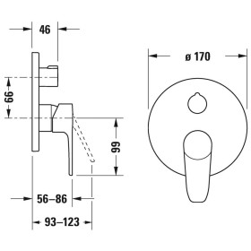 Mitigeur de baignoire encastré Duravit B.1 à levier unique pour 2 utilisateurs