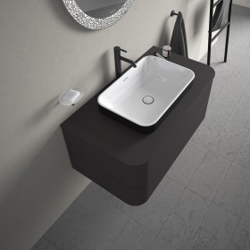 Duravit Happy D.2 Plus Vasque à poser 60 cm blanc/anthracite mat, sans trop-plein, sans plage de robinetterie