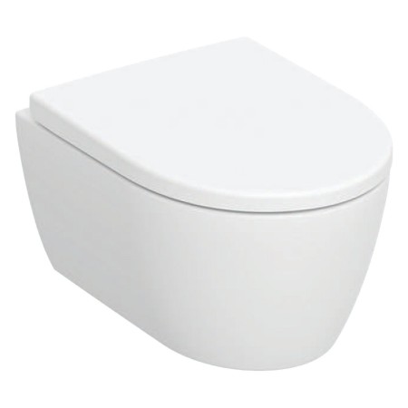 Set WC sospeso Geberit iCon, scarico a parete, forma chiusa, Rimfree, con sedile WC