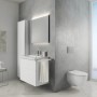 Set WC sospeso Geberit iCon, scarico a parete, forma chiusa, Rimfree, con sedile WC - vista tecnica