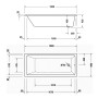Baignoire rectangulaire Duravit No. 1 180 x 80 cm avec 1 dossier incliné - vue technique