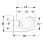 Geberit iCon Wand-WC Tiefspüler, verkürzte Ausladung, geschlossene Form, Rimfree - technische Ansicht