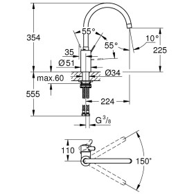 Rubinetto monocomando per lavello GROHE Eurosmart C