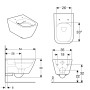 Geberit Smyle Wand-WC Tiefspüler, geschlossene Form, Rimfree - technische Ansicht