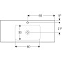 Geberit ONE Möbelwaschtisch 120 cm, Abgang vertikal, 1 Hahnloch, ohne Überlauf