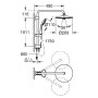GROHE Euphoria System 260 Duschsystem mit Umstellung, Wandmontage, EcoJoy - technische Ansicht