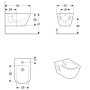 Geberit Renova Plan Square Wandbidet, teilgeschlossenen Form - technische Ansicht