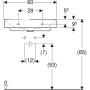 Geberit ONE Waschtisch 60 cm, Abgang vertikal, 1 Hahnloch, ohne Überlauf - technische Ansicht