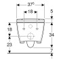 Geberit AquaClean Sela Square WC-Komplettanlage Wand-WC, DuoFresh - technische Ansicht