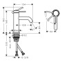 Robinet de lavabo monocommande hansgrohe Tecturis S 80 CoolStart économiseur d'eau sans vidage - vue technique