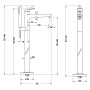 Duravit Wave Einhebel-Wannenmischer bodenstehend - technische Ansicht