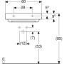 Geberit ONE Waschtisch 60 cm, Abgang horizontal, ohne Hahnloch, ohne Überlauf - technische Ansicht