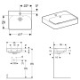 Geberit Smyle Square Handwaschbecken 45 cm, Überlauf asymetrisch - Detailansicht