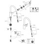 Rubinetto monocomando per lavello GROHE Feel con bocca alta da 1/2", 2 tipi di getto - vista tecnica