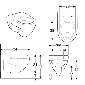 Geberit Renova WC suspendu à chasse d'eau plate 6l