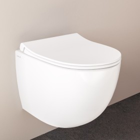 VitrA Sento WC a parete compatto, VitrA Flush 2.0, scarico a pavimento senza bordo