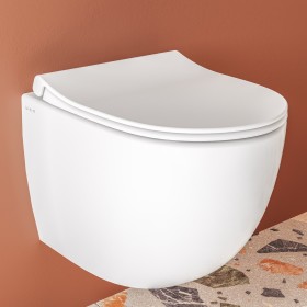 VitrA Sento WC a parete compatto, VitrA Flush 2.0, sciacquone a pavimento senza bordo
