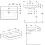 Geberit Renova Plan Aufsatzwaschtisch 65 cm mit Hahnloch mittig und Überlauf - technische Ansicht
