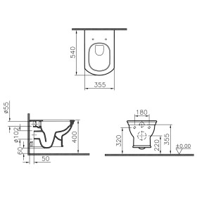 VitrA Valarte WC suspendu VitrA Flush 2.0, chasse d'eau à fond sans rebord