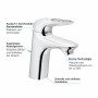 GROHE Eurostyle Einhand-Waschtischbatterie DN 15 S-Size, offener Metall-Hebelgriff, mit Ablaufgarnitur - technische Ansicht