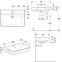 Geberit Renova Plan Aufsatzwaschtisch 70 cm mit Hahnloch mittig und Überlauf - technische Ansicht
