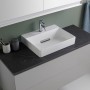 Geberit ONE Aufsatzwaschtisch, 1 Hahnloch, ohne Überlauf, Abgang horizontal - technische Ansicht