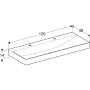 Geberit ONE Waschtisch 120 cm, Abgang vertikal, 2 Hahnlöcher, ohne Überlauf - Produktansicht