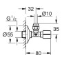 Robinet d'angle GROHE 1/2" x 3/8" - vue technique