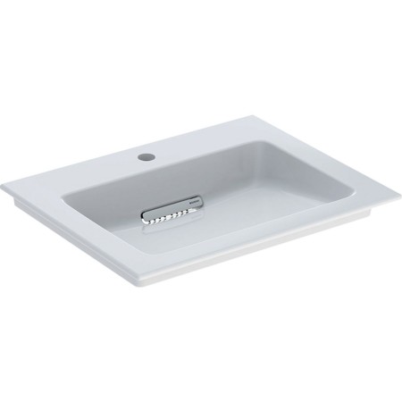 Geberit ONE Möbelwaschtisch 60 cm, Abgang horizontal, 1 Hahnloch, ohne Überlauf