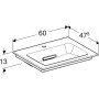 Geberit ONE Möbelwaschtisch 60 cm, Abgang horizontal, 1 Hahnloch, ohne Überlauf - technische Ansicht