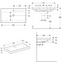 Geberit iCon Light Waschtisch 90 cm mit Hahnloch mittig und Überlauf - technische Ansicht