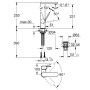 GROHE Plus Einhand-Waschtischbatterie L-Size, mit Push-open Ablaufgarnitur - technische Ansicht