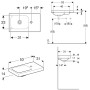 Geberit iCon Light Handwaschbecken 53 cm mit Ablagefläche und Hahnloch rechts - technische Ansicht