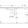 Geberit ONE Möbelwaschtisch 120 cm, Abgang vertikal, ohne Hahnloch, ohne Überlauf - technische Ansicht