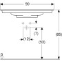 Geberit ONE Möbelwaschtisch 90 cm, Abgang horizontal, ohne Hahnloch, ohne Überlauf - technische Ansicht