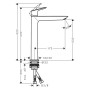 Robinet de lavabo monocommande hansgrohe Logis 240 Fine sans bonde - vue technique