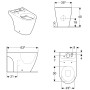 Geberit iCon WC a pavimento per scatola di scarico a parete, monoblocco senza bordo - vista tecnica